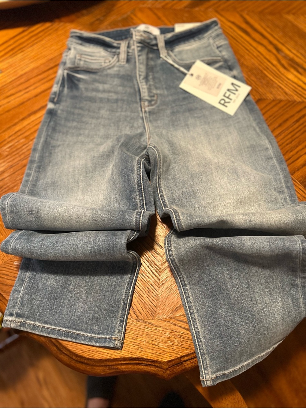 1: NWT RFM Royalty For Me High Rise Straight Leg Light Wash